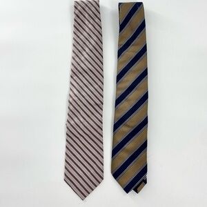 Men’s Allea Tie Massimo Stripe Modern Contemporary Silk Neck‎ Ties Bundle (2)